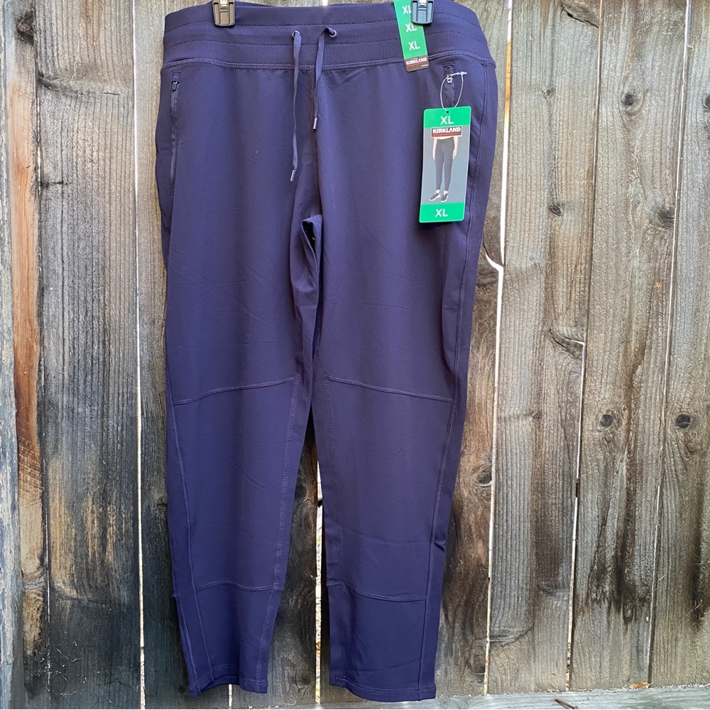 Women Kirkland Ladies Active Pants XL Stretch Wicking Pockets Purple